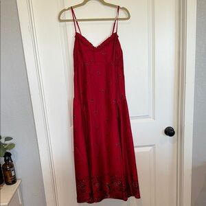 Free People Red Midi Dress with Spaghetti Straps